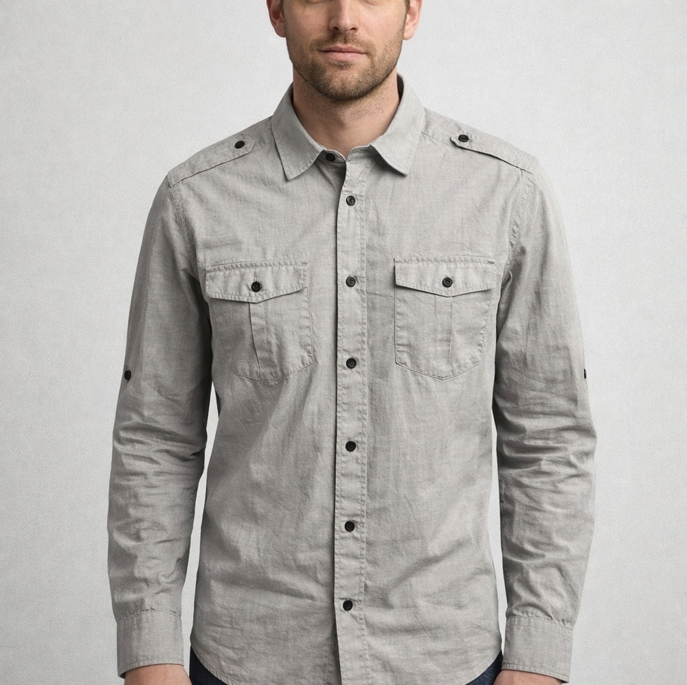 Pre owned H&M sz L in good condition Grey dress shirt